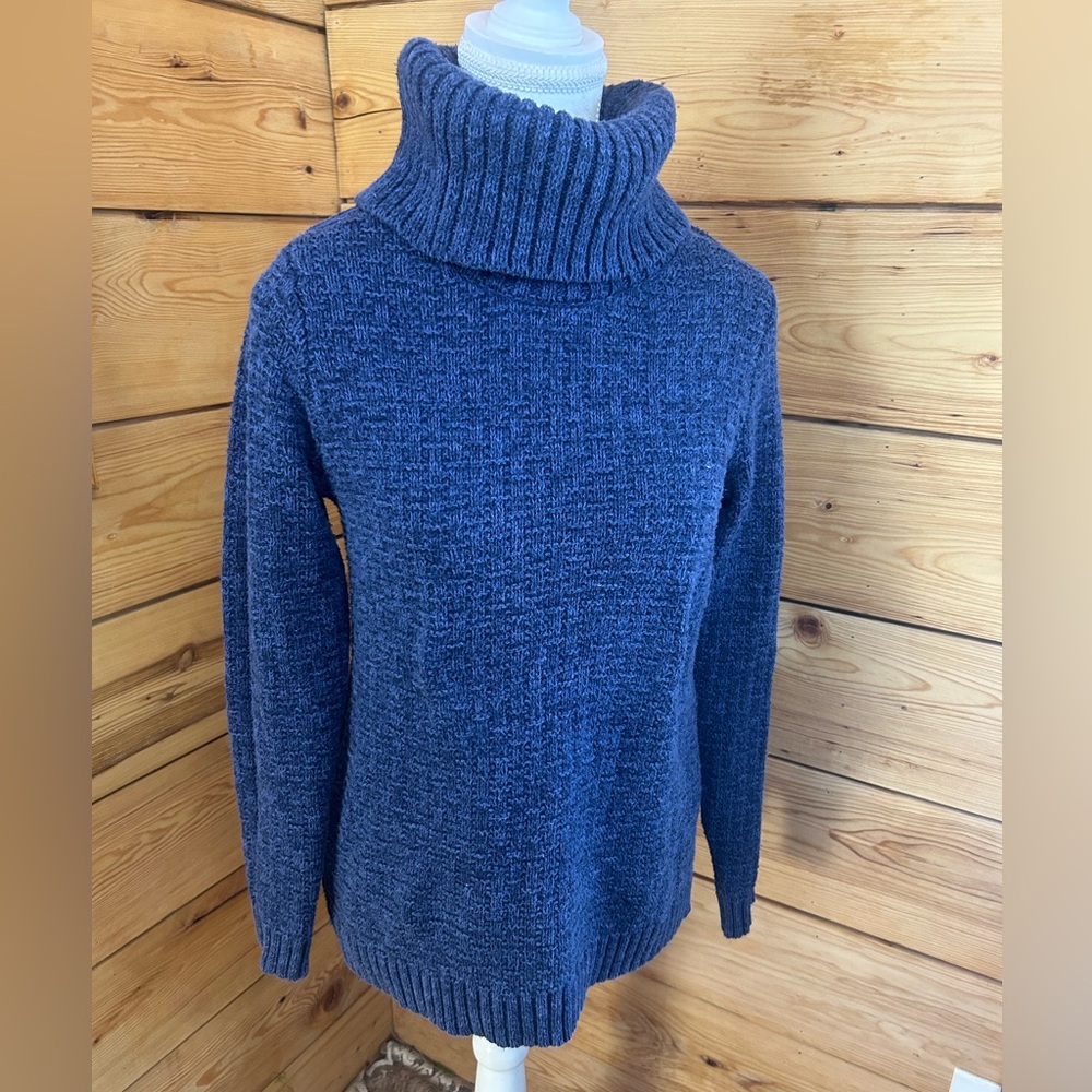 Hilary‎ Radley Blue Cotton Knit Turtleneck Sweater Women’s Size Medium Lagenlook